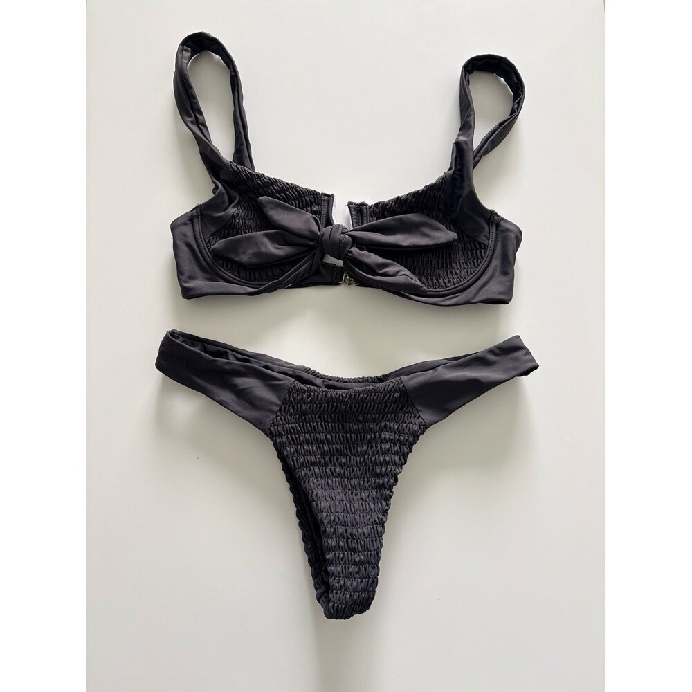 ZAFUL 2 Piece Bikini Swimsuit Womens Size Small Gray Underwire Beach Vacation
